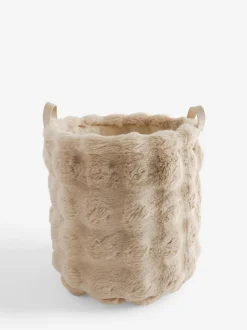 Next Beige Faux Fur Storage Basket Outlet