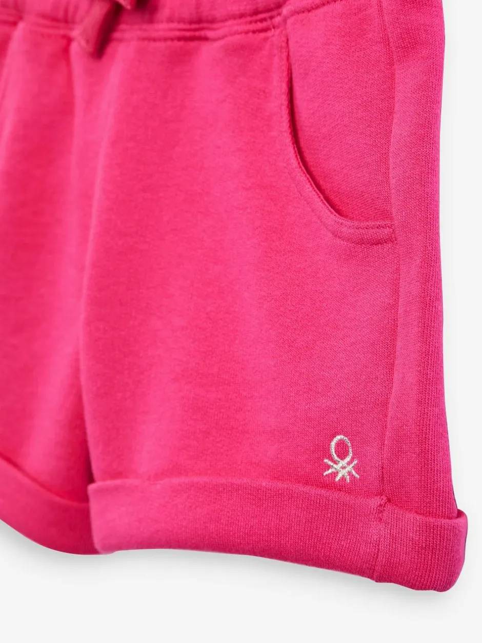 Benetton Girls 100% Cotton Jersey Shorts Dark Pink Online