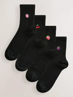 Next Berries Embroidered Motif Ankle Socks 4 Pack