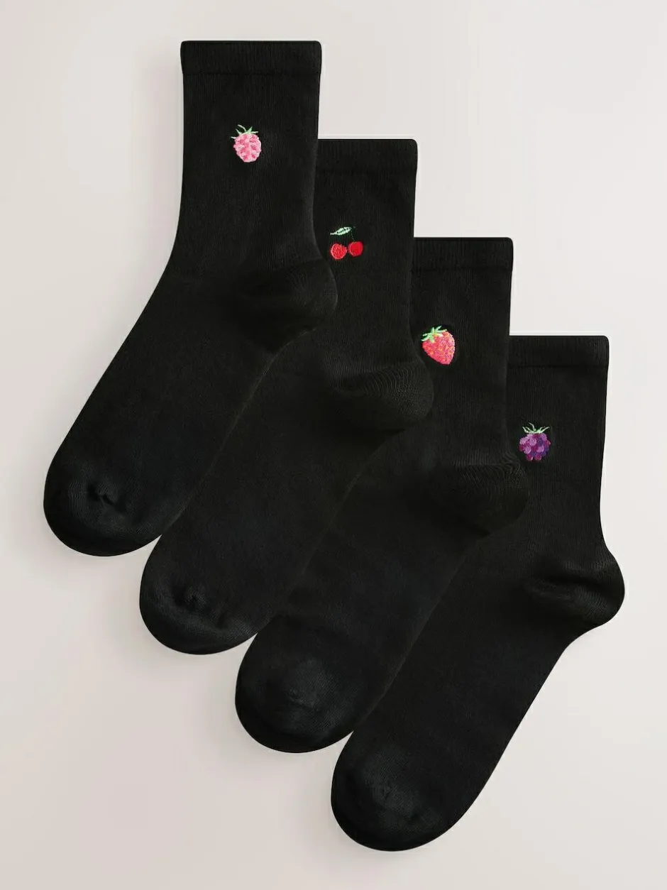 Next Berries Embroidered Motif Ankle Socks 4 Pack