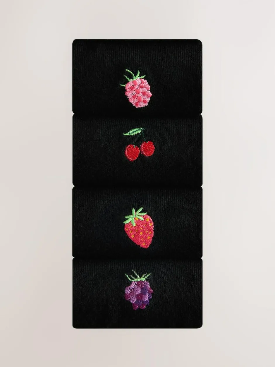 Next Berries Embroidered Motif Ankle Socks 4 Pack