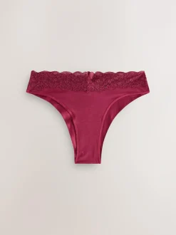 Next Extra High Leg Cotton Lace Knickers 4 Pack Berry Bow Print Online