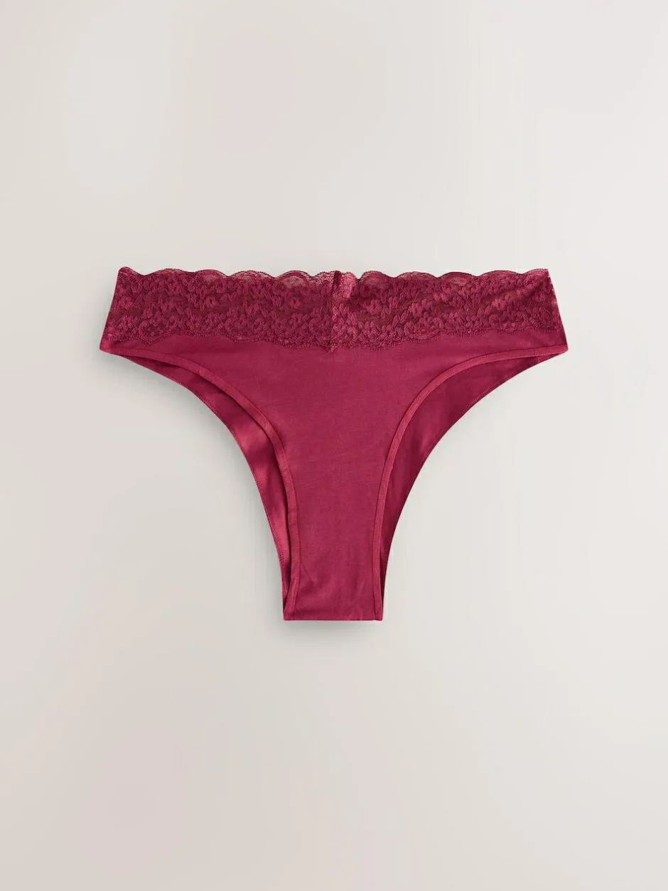 Next Extra High Leg Cotton Lace Knickers 4 Pack Berry Bow Print Online
