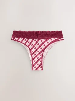 Next Extra High Leg Cotton Lace Knickers 4 Pack Berry Bow Print Online