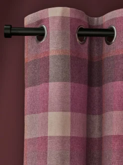 Next Berry Pink Brushed Check Eyelet Lined Curtains Discount