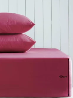 Next Berry Pink Cotton Rich Extra Deep Fitted Bed Sheet Clearance