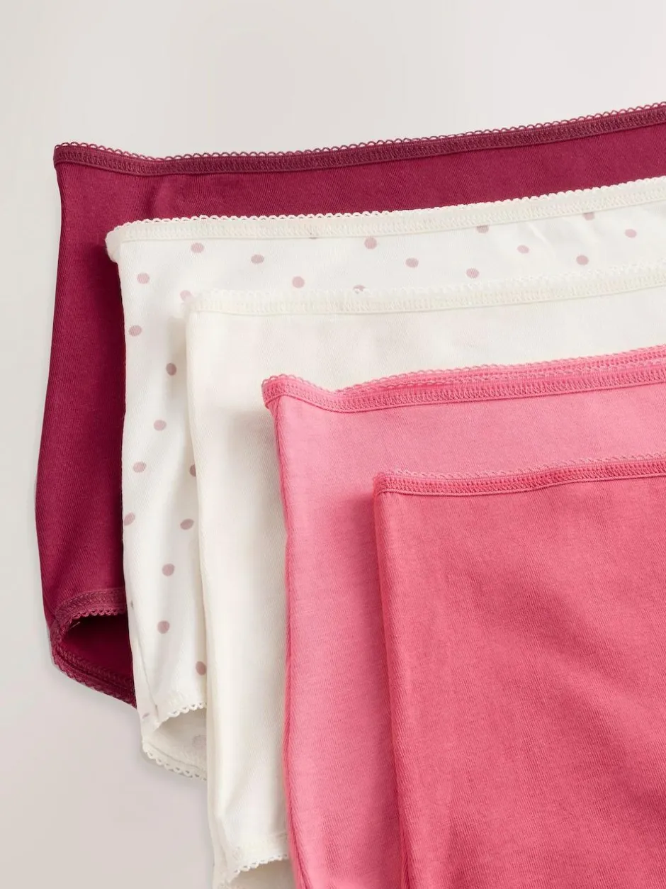 Next Berry Pink Full Brief Cotton Rich Knickers 5 Pack Hot