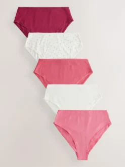Next Berry Pink High Waist High Leg Cotton Rich Knickers 5 Pack Discount