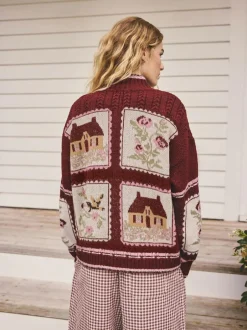 Next Berry Pink House Knit Cardigan Online