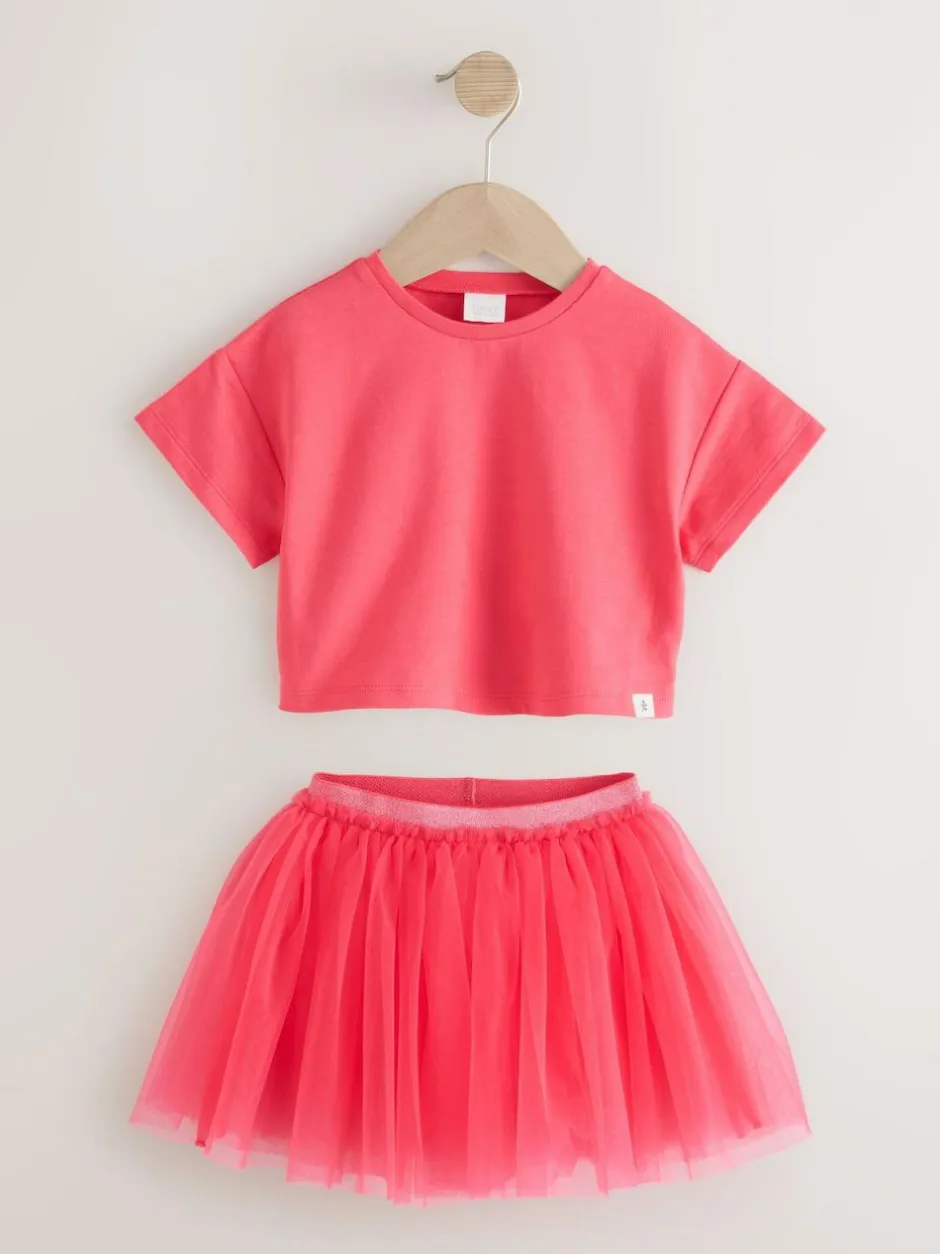 Next Top and Tutu Skirt Set (3mths-7yrs) Berry Pink New