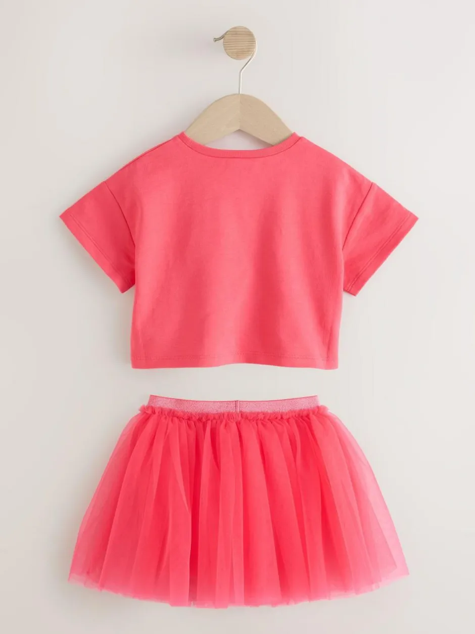 Next Top and Tutu Skirt Set (3mths-7yrs) Berry Pink New