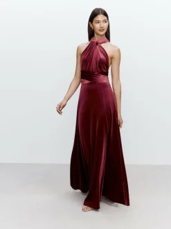 Next Bridesmaid Velvet Multiway Maxi Dress Berry Red Discount
