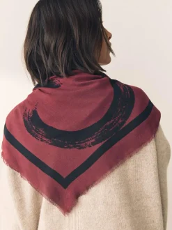 Next Berry Red N Swirl Square Lightweight Scarf Hot