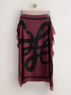 Next Berry Red N Swirl Square Lightweight Scarf Hot