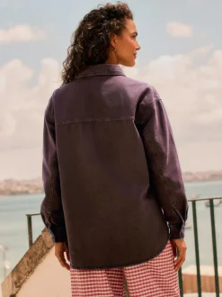 Next Berry Red Oversize Denim Shirt Hot