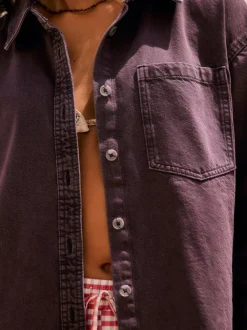 Next Berry Red Oversize Denim Shirt Hot
