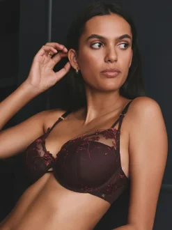 Next Berry Red Pad Balcony Premium Embroidery Bra Online