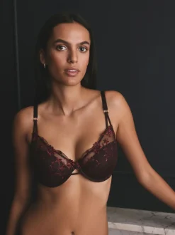 Next Berry Red Pad Balcony Premium Embroidery Bra Online