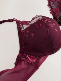 Next Berry Red Pad Balcony Premium Embroidery Bra Online