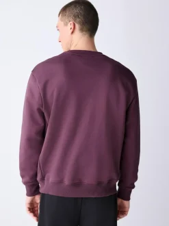 Next Berry Red Regular Fit Heavyweight Cotton Rich Crew Neck Sweatshirt Discount
