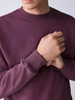 Next Berry Red Regular Fit Heavyweight Cotton Rich Crew Neck Sweatshirt Discount