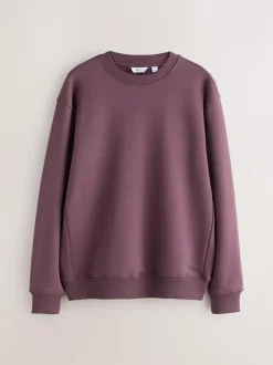 Next Berry Red Regular Fit Heavyweight Cotton Rich Crew Neck Sweatshirt Discount