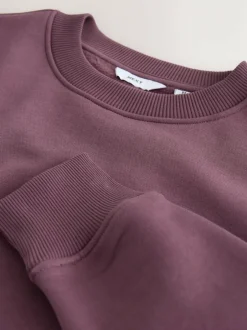 Next Berry Red Regular Fit Heavyweight Cotton Rich Crew Neck Sweatshirt Discount