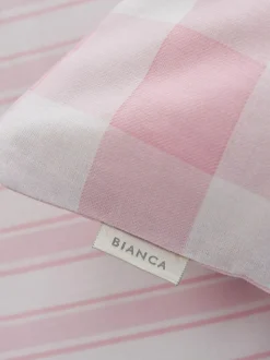 Bianca Gingham 100% Cotton Duvet Cover and Pillowcase Set Pink New
