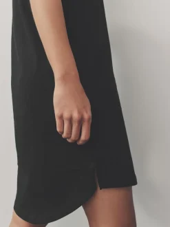 Next 100% Cotton Cap Sleeve V-Neck Mini Dress Black Online