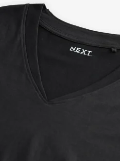 Next 100% Cotton Cap Sleeve V-Neck Mini Dress Black Online