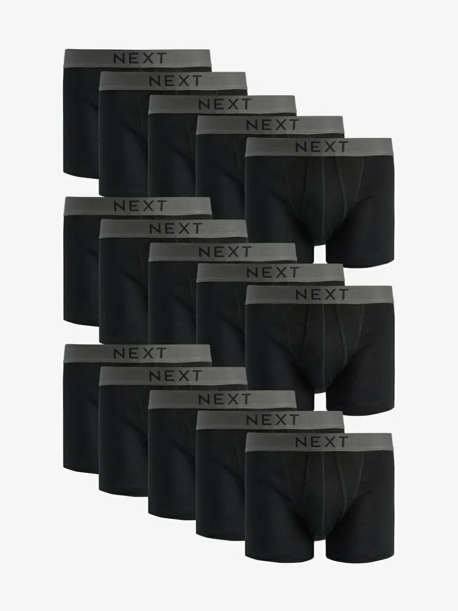 Next Black 15 Pack A-Front Pure 100% Cotton Boxers Online