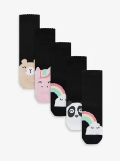 Next Black 5 Pack Cotton Rich Character Ankle School Socks Hot