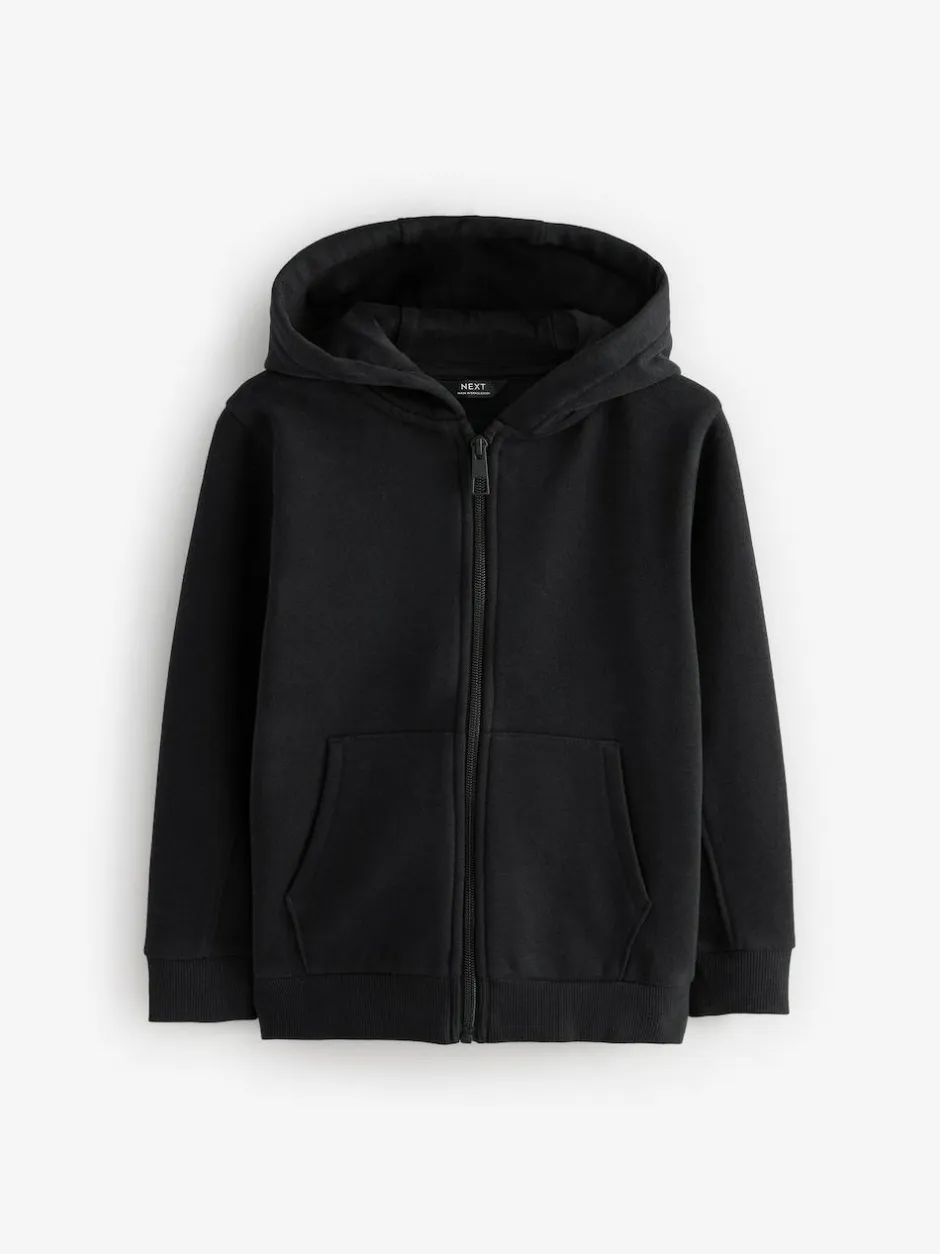 Next Black 1 Pack Plain Zip Through Hoodie (3-16yrs) Outlet