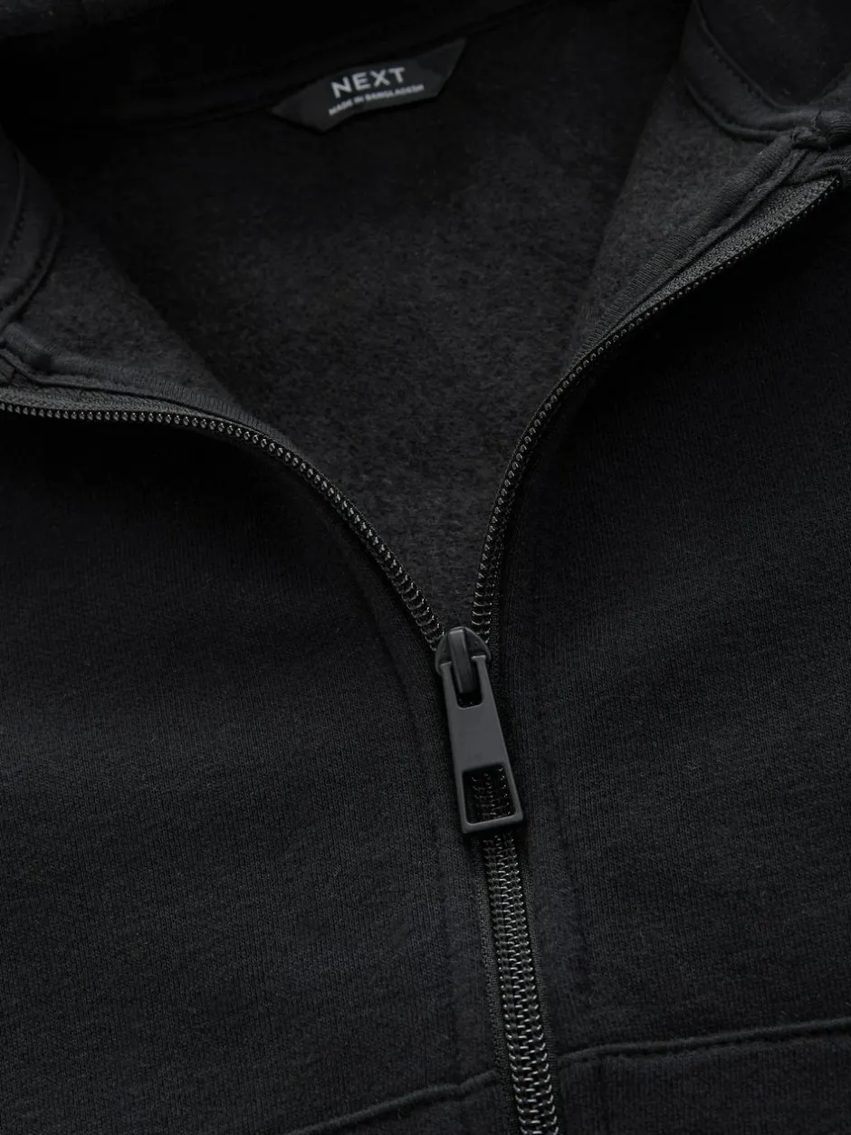 Next Black 1 Pack Plain Zip Through Hoodie (3-16yrs) Outlet