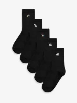 Next Black 5 Pack Unicorn Embroidered Ankle Socks Online