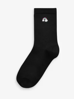 Next Black 5 Pack Unicorn Embroidered Ankle Socks Online