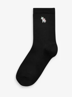 Next Black 5 Pack Unicorn Embroidered Ankle Socks Online