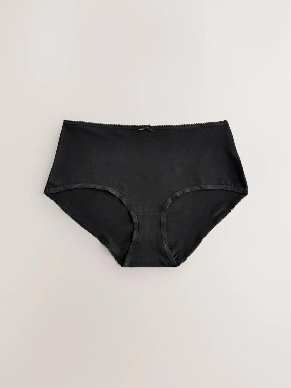Next Midi Cotton Rich Knickers 7 Pack Black / Pastel Rose Nude / White