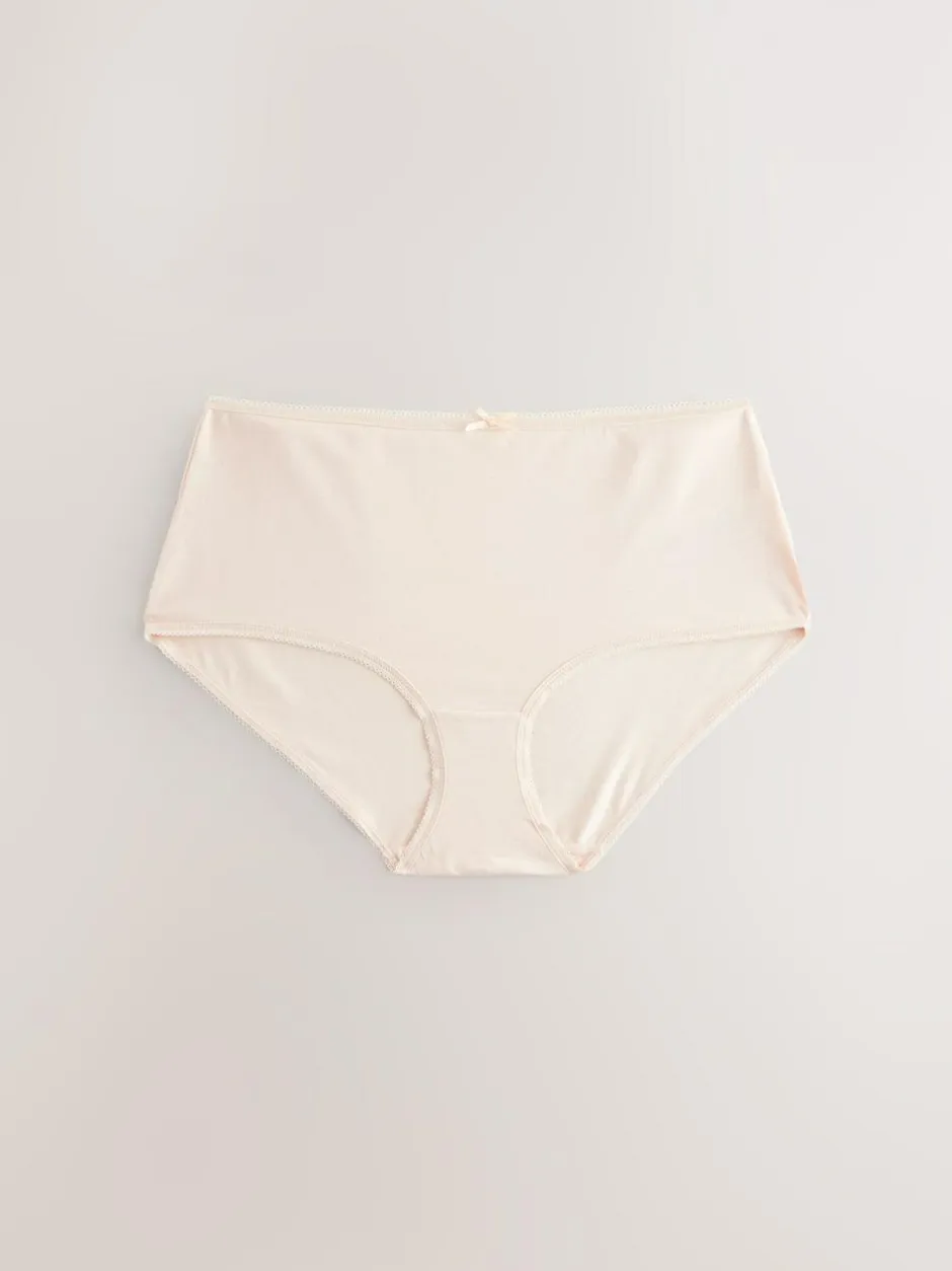 Next Midi Cotton Rich Knickers 7 Pack Black / Pastel Rose Nude / White