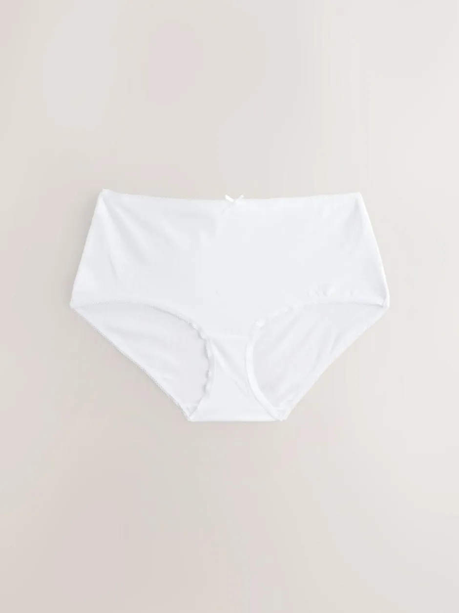 Next Midi Cotton Rich Knickers 7 Pack Black / Pastel Rose Nude / White