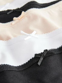 Next Midi Cotton Rich Knickers 7 Pack Black / Pastel Rose Nude / White