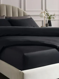 Next 300 Thread Count Collection Luxe 100% Cotton Deep Fitted Sheet Black Discount