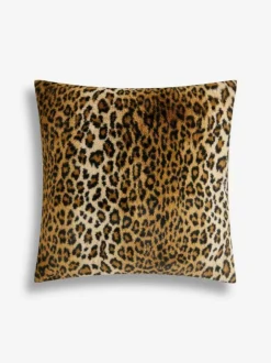 Next Black 50 x 50cm Faux Leopard Print Faux Fur Cushion Clearance