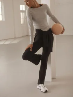 Next Black Active Balance Wrap Front Flared Leggings New