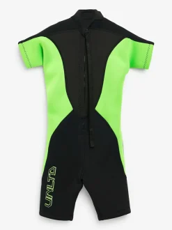 Next Wetsuit (1-16yrs) Black and Green Short Sleeve New