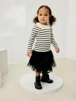Next Long Sleeve Collar Top (3mths-7yrs) Black And White Stripe Online