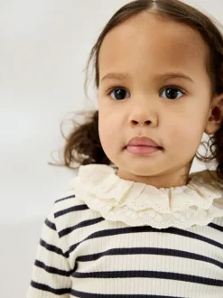 Next Long Sleeve Collar Top (3mths-7yrs) Black And White Stripe Online