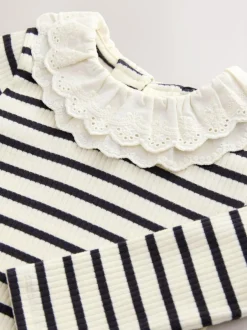 Next Long Sleeve Collar Top (3mths-7yrs) Black And White Stripe Online
