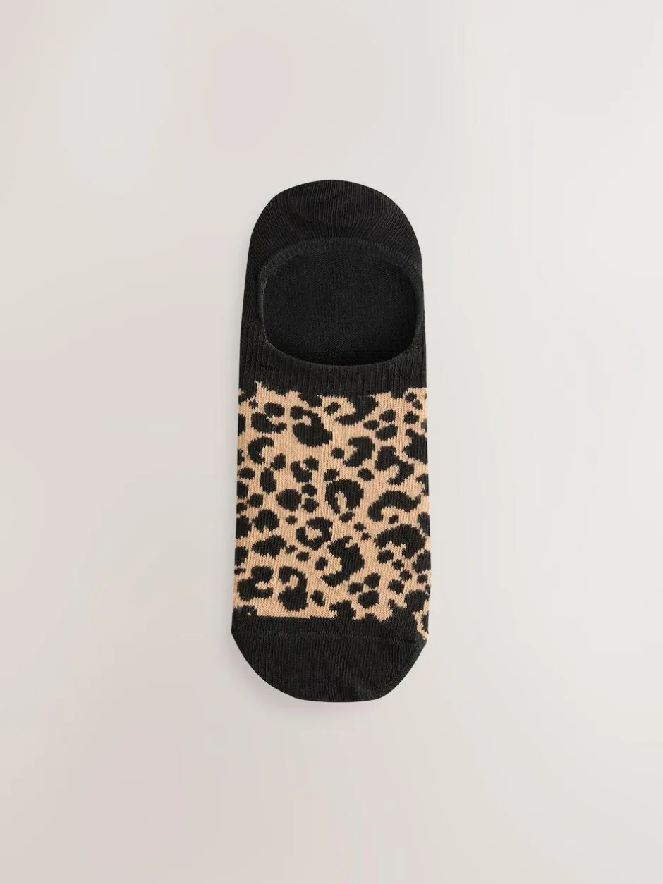 Next Black Animal Invisible Trainer Socks 5 Pack New