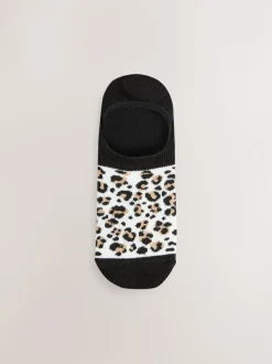 Next Black Animal Invisible Trainer Socks 5 Pack New